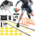 Agility Ladder,Football Training Equipment Set,4 Agility Hurdles, 20 Feet12 Rungs Speed Ladder,12 Disc Cones,Resistance Parachute, Jump Rope, 5 Resistance Bands